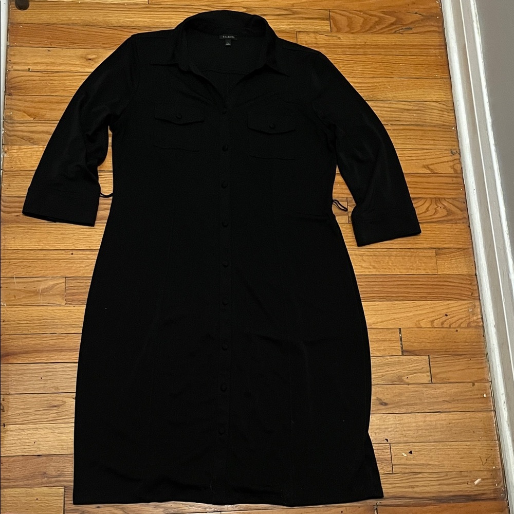 Talbots Shirt Elegant Black Button-Down Dress